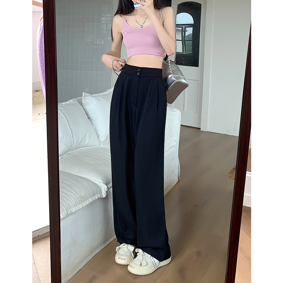 Korean Style Celana Panjang Terbaru Loose Straight High Waist Wanita Pants