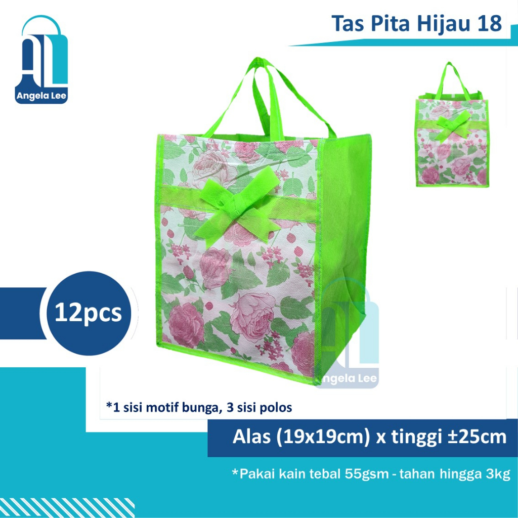 12bh Tas kain pita untuk dus / box makanan goodie bag acara hajatan syukuran uk 18