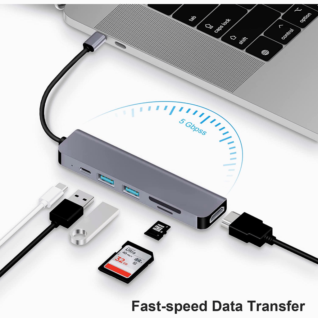 Actual【COD】Adapter Konverter Usb Tipe C Ke Usb 3.0 Pd 6 In 1