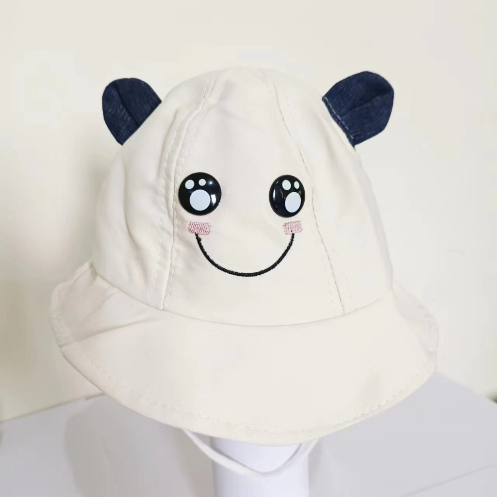 (Hello Girl)MZ40 Bucket Hat Topi Anak Balita Umur 2-6 Tahun Motif Telinga Smile Import