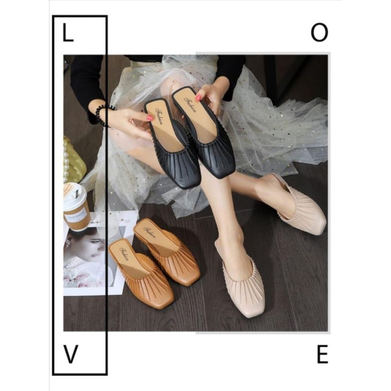 Sepatu Flat Shoes New Wanita Fashion Wrinkel Import High Quality RF