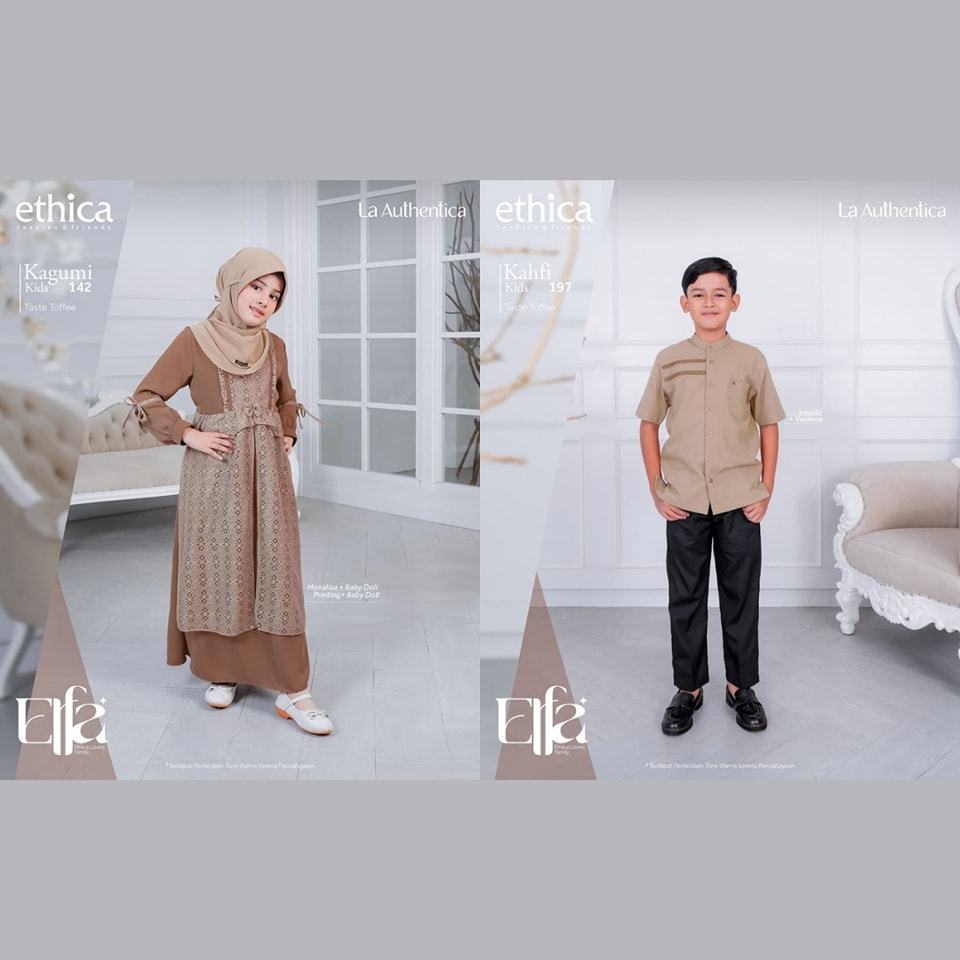 Gamis dan Koko anak Sarimbit Ethica Elfa 290 Taste Toffe / Gamis Anak Kagumi Kids 142 / Koko Anak Ka