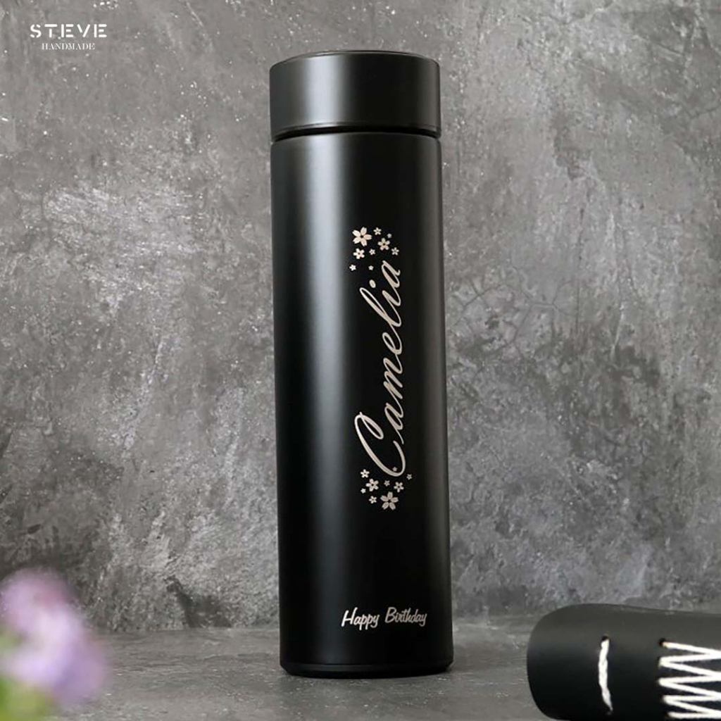 Botol minum stainless termos vacuum tumbler travel mug  TM0301 Black Custom