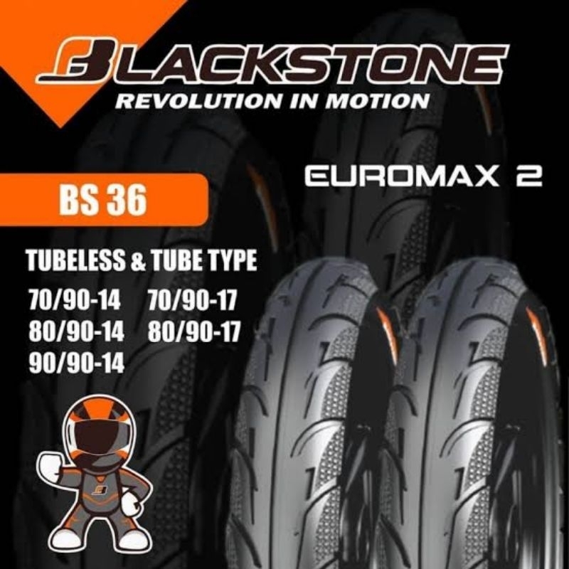 BAN LUAR BAN MOTOR TUBLES/TUBETYPE BS36 RING 17 DAN 14 BLACKSTONE