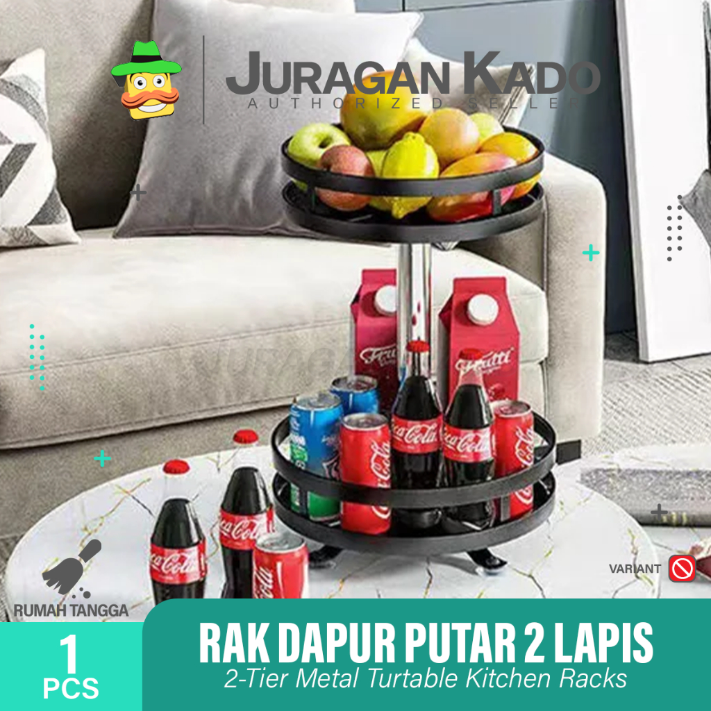 Rak Bumbu Dapur 2 Susun Rak Putar Steinless Bumbu Dapur Serbaguna Berputar 360 Derajat