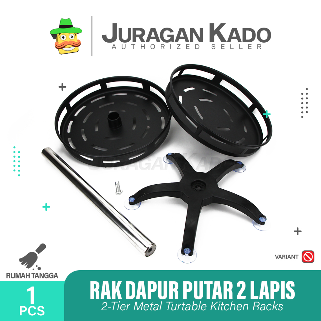 Rak Bumbu Dapur 2 Susun Rak Putar Steinless Bumbu Dapur Serbaguna Berputar 360 Derajat