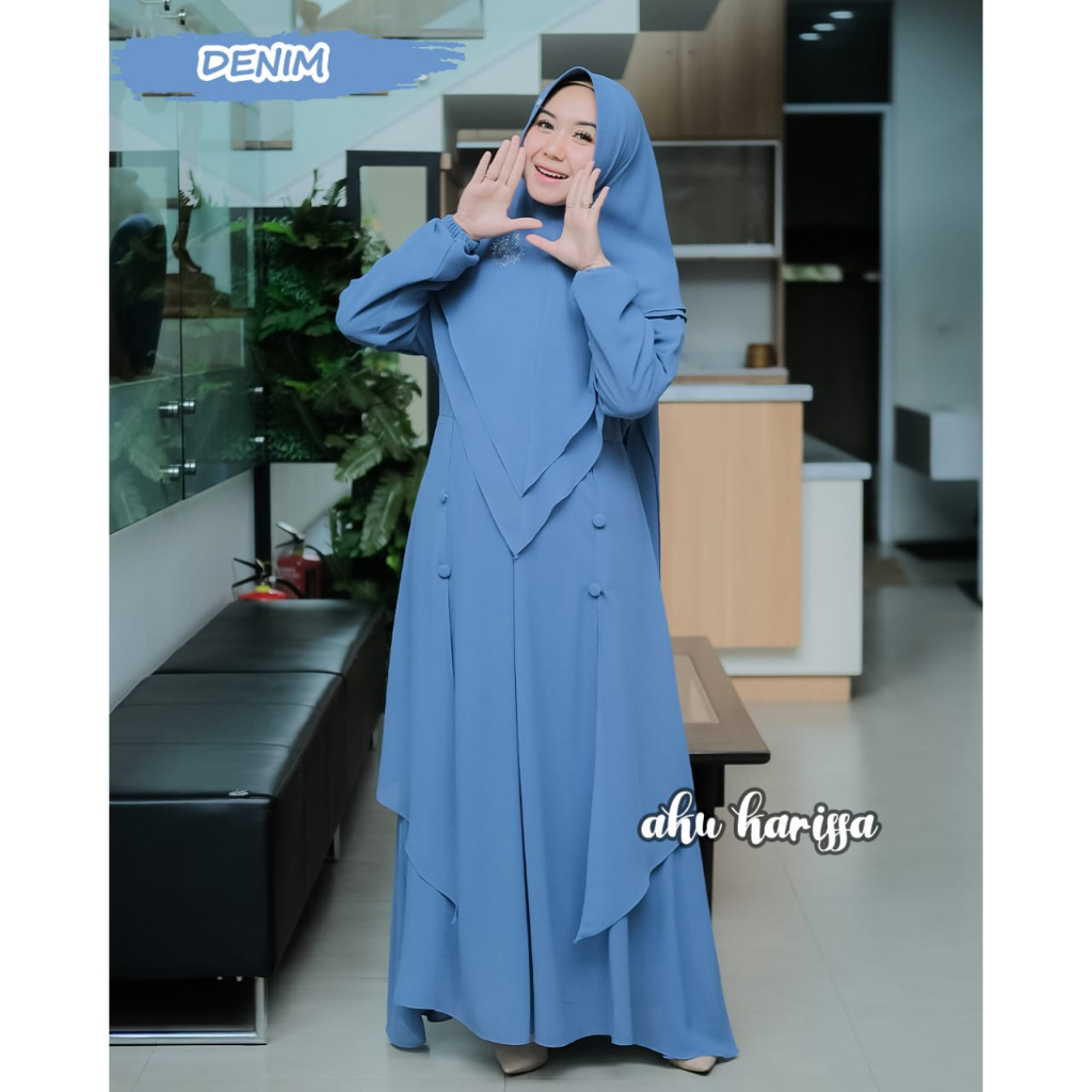 Gamis ceruty babydoll NADHIFAH set khimar ori aku karissa overszie