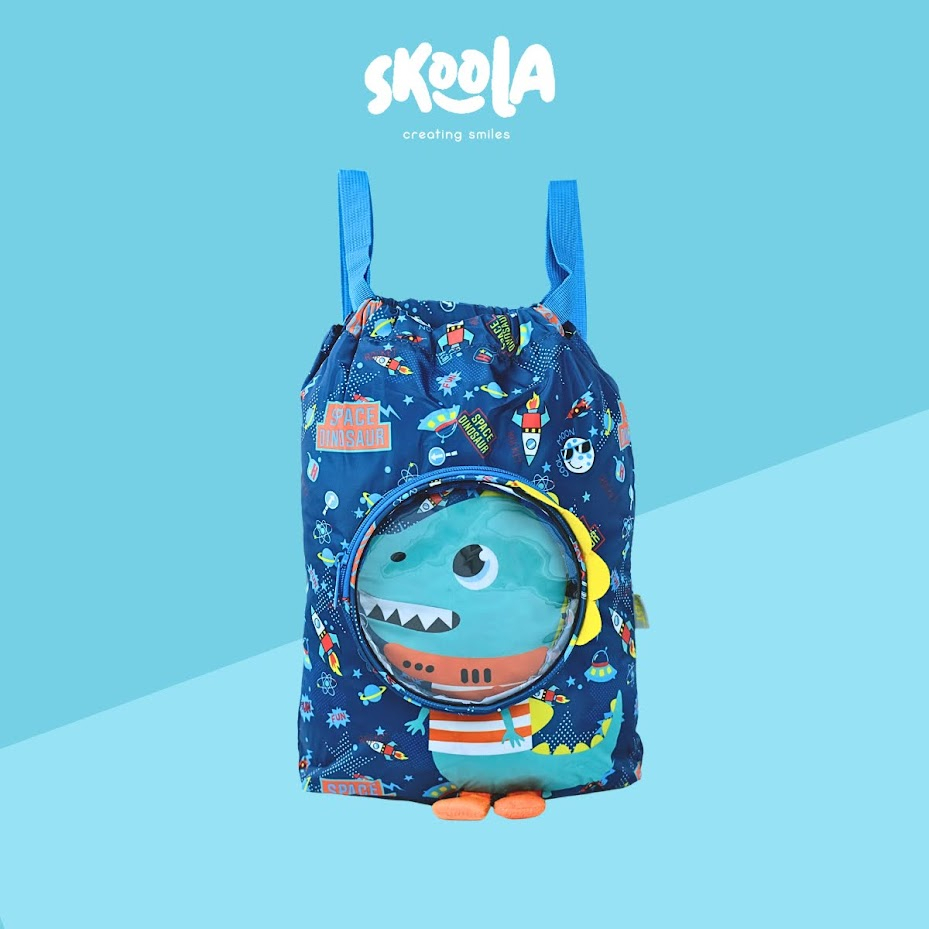 Skoola Tas Ransel Serut Renang Anak Laki - Laki Shark Dinosaurus - Jolla