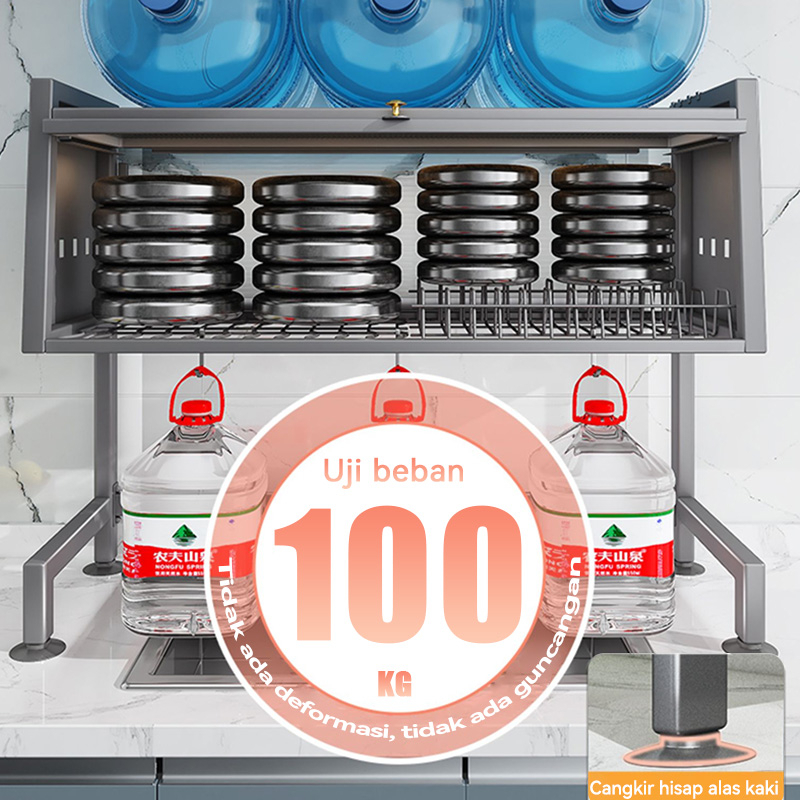 Rak Piring Wastafel Penutup Rak Dapur Wastafel Rak Cuci Piring Stainless Multi-fungsi Dengan