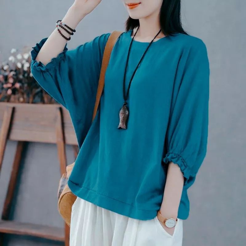 LAURYN BLOUSE LINEN BATWING JUMBO LD 140CM KOREAN BLOUSE