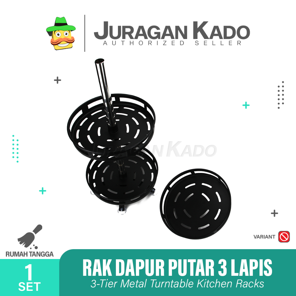 Rak Bumbu Dapur 3 Susun Rak Putar Steinless Bumbu Dapur Serbaguna Berputar 360 Derajat