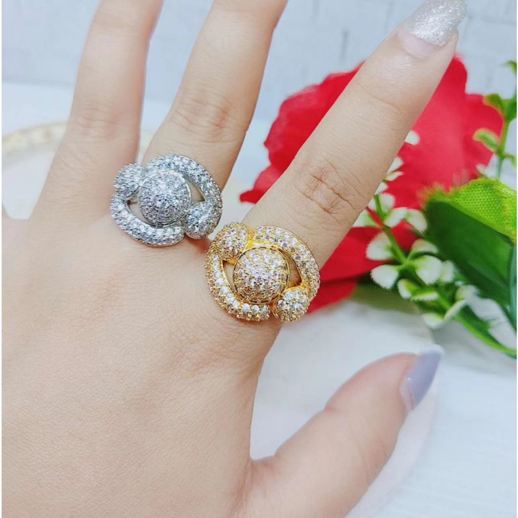 Cincin Xuping Mata Full Lapis Emas Perhiasan Fashion R045/R046