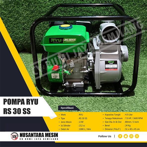 MESIN POMPA AIR SAWAH / WATERPUMP 3 INCH RYU RS 30 SS