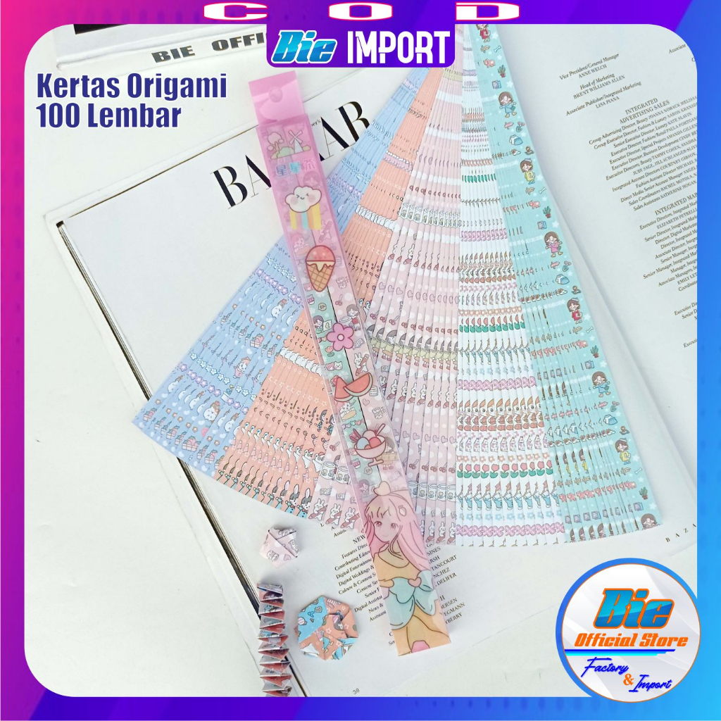 Kertas Origami Panjang isi 100 Lembar karakter premium Impor Best Seller