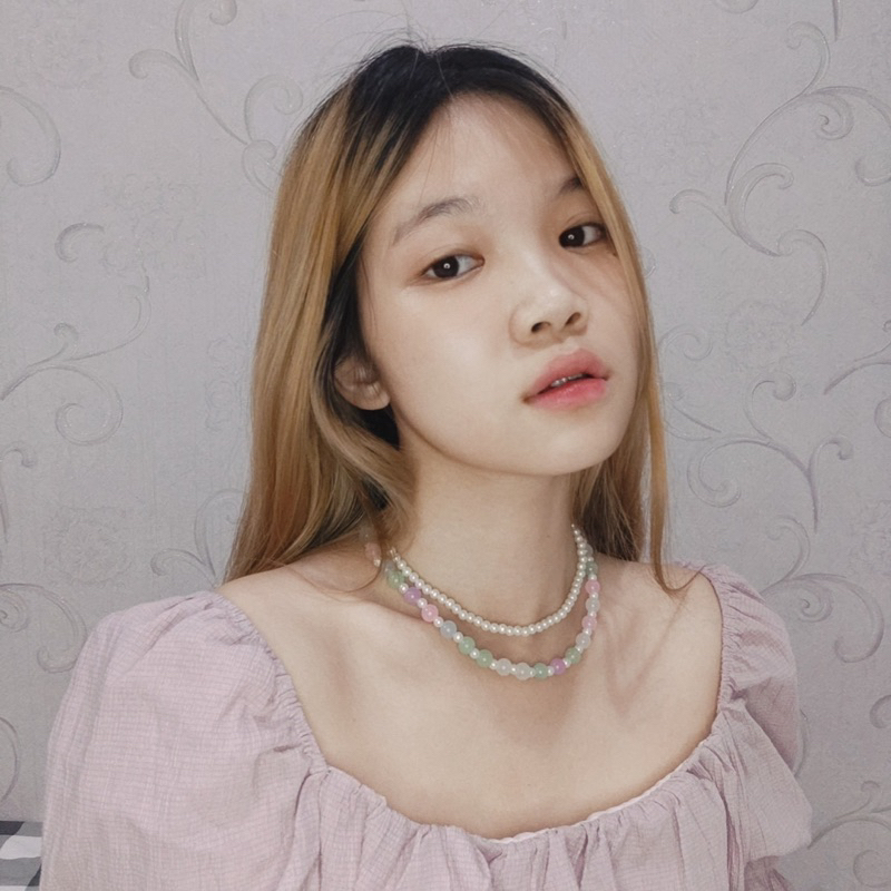 Darla Water Beads Pearl Multilayer Korean Necklace Kalung Double Layer Susun Tumpuk Korea Mutiara