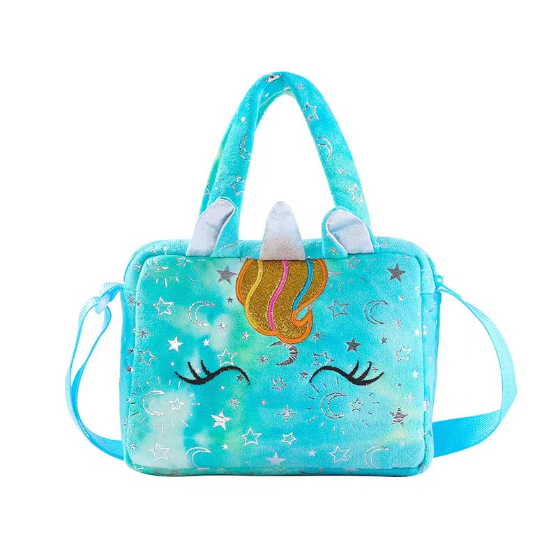 Gaya baru unicorn tie-dye mewah tas bahu warna gadis Messenger tas anak-anak tas penyimpanan bahu lucu tempat