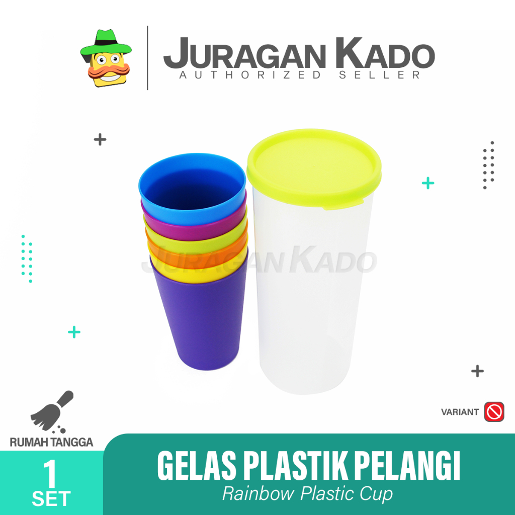 GELAS PELANGI GELAS PLASTIK RAINBOW PICNIC CUP SET SOUVERNIR HADIAH