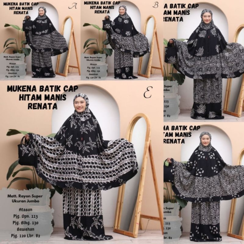 Mukena Batik Pekalongan, amukena Batim Cap, Mukena Hitam Batik