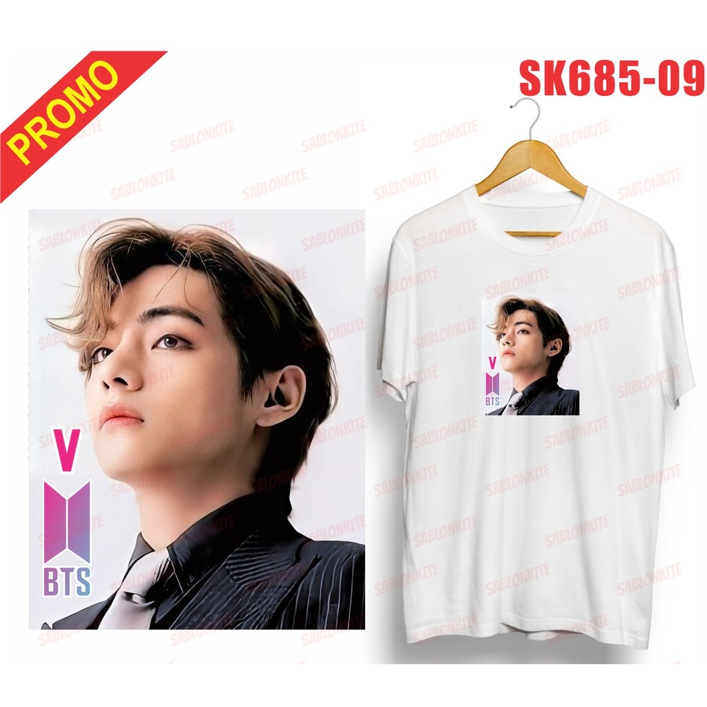 (SK685-09) BAJU KAOS BTS MEMBER V KIM TAEHYUNG LOGO BTS