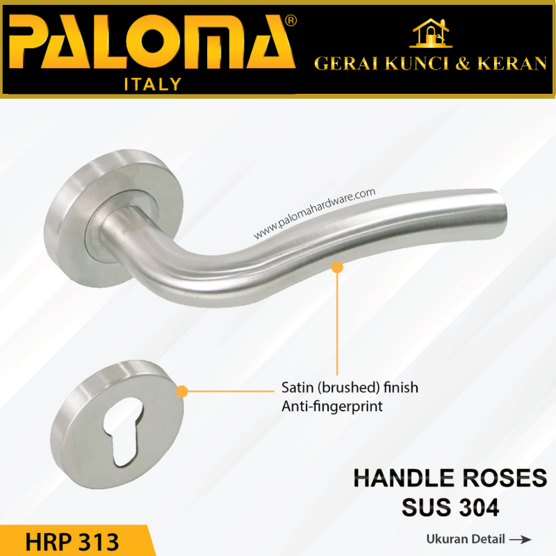 Handle Pintu Roses PALOMA HRP 313 LHT FELIPE STAINLESS STEEL