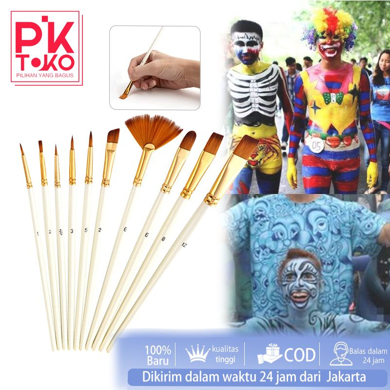 

10pcs Kuas Lukis Set Kuas Cat Lukis Kuas Acrylic Kuas Painting Kuas Cat Acrylic Brush Painting Set