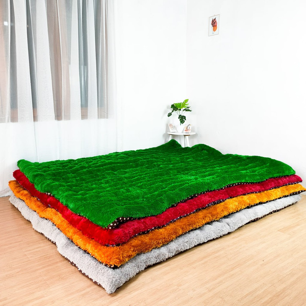 Kasur lantai full bulu rasfur ukuran 180x140cm tebal 10cm mpuk dan tebal gratis 2 bantal