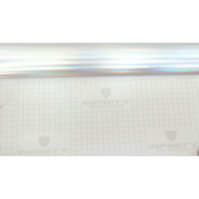 [ INFINITY LASER CHROME ] SKOTLET PUTIH HOLOGRAM PELANGI DOV 45cm x 1meter