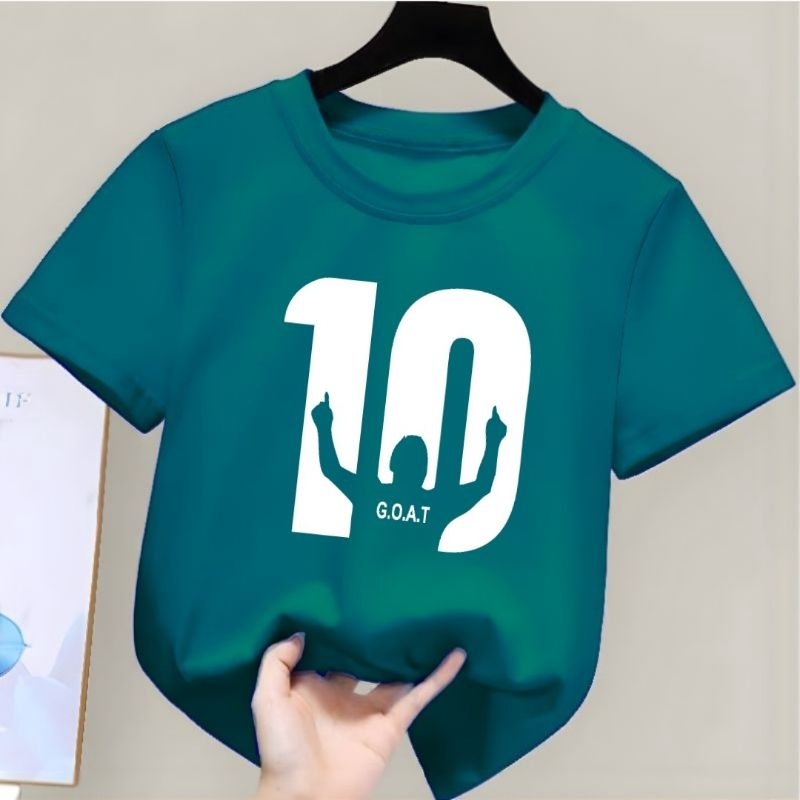 Kaos Anak Unisex 10 GOAT Baju Anak Laki Laki Kaos Distro Anak Cowok Cewek Kaos Anak bola Atasan Anak Laki Laki Kaos Messi