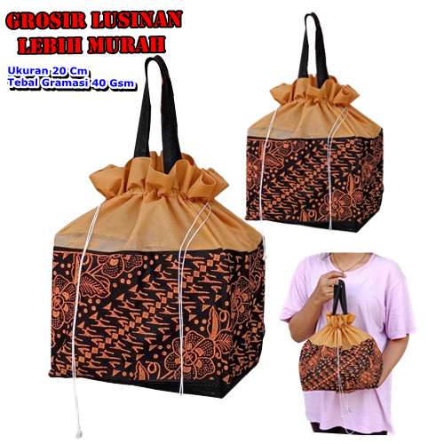 Tas Hajatan Serut Motif Batik 20 Cm Goodie Bag Tote Bag Batik Bag Pack Tas Souvenir