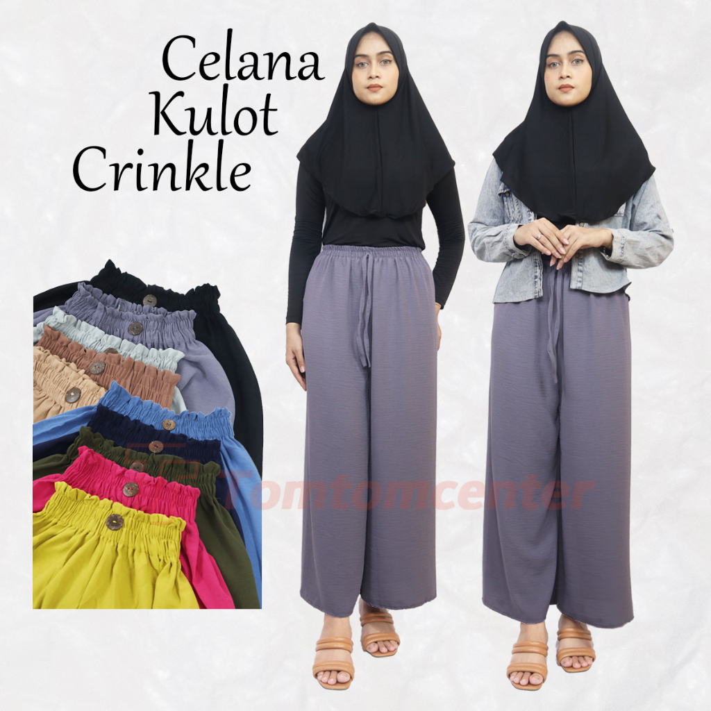𝗪𝗶𝗻𝗱𝗮 𝗣𝗿𝗮𝗱𝗶𝘁𝗮 Celana Wanita Kulot Crinkle Premium Kancing Jumbo Murah