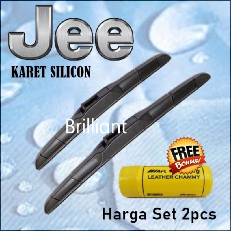 Wiper Kipas Kaca - JEE Original Hybrid - Silicon Karet Asli - Harga Set 2pc