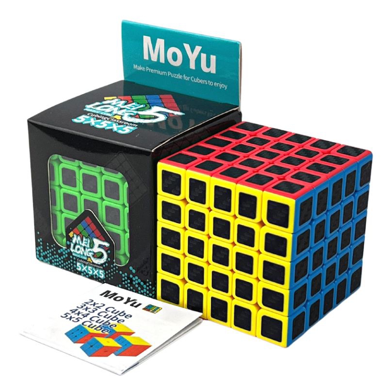 Rubik 5x5 Moyu Meilong 5x5 Carbon Fiber Stickerless sticker carbon Hitam ORIGINAL