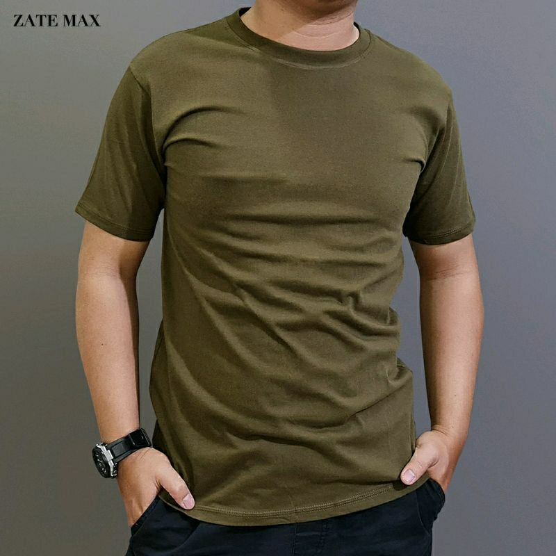 KAOS POLOS PRIA WANITA COTTON COMBED 30S PREMIUM KAOS POLOS OLIVE / COKLAT TUA