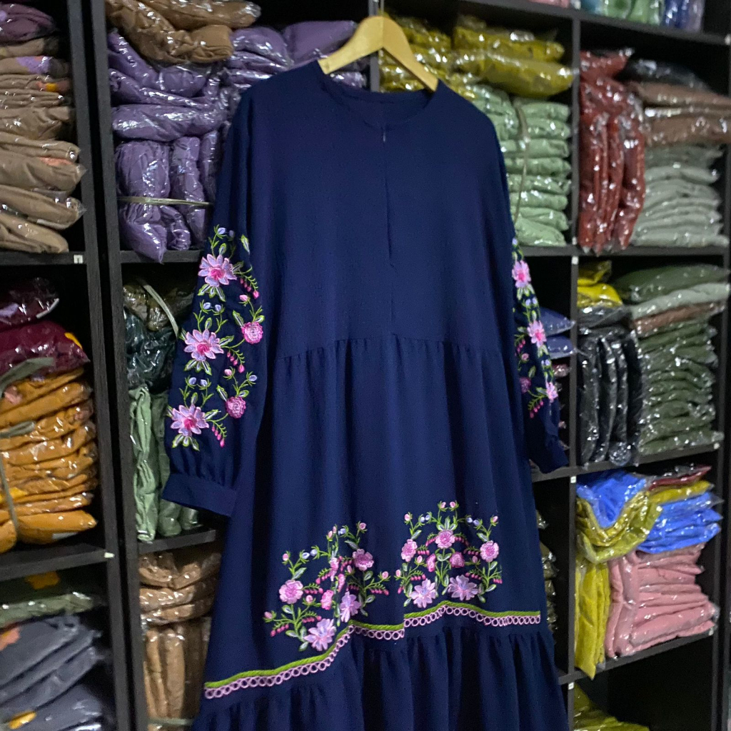 GAMIS BORDIR TASIK PREMIUM / LONG DRESS WANITA KEKINIAN MAWAR