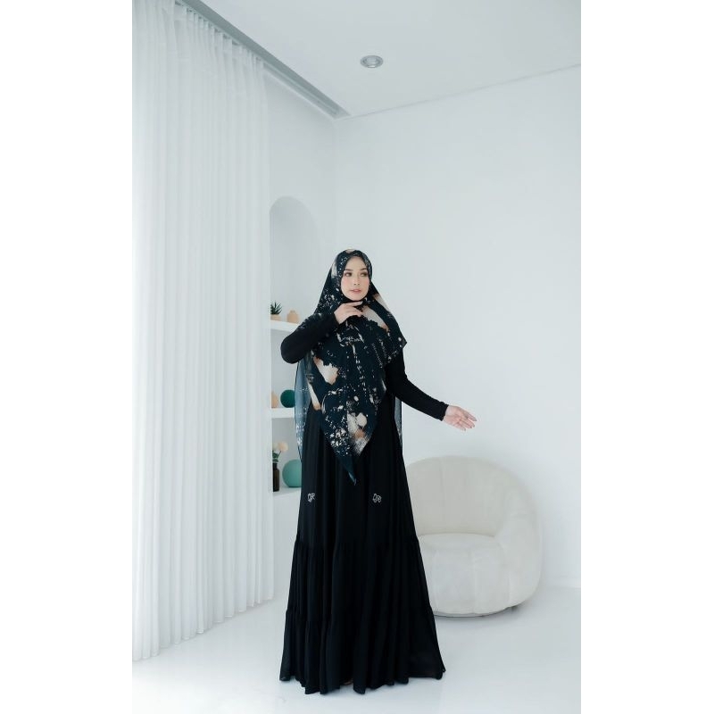 EIJI SIGN BLACK SET GAMIS DAILY DRESS SYARI BY QAIREENA HIJAB LUXURY