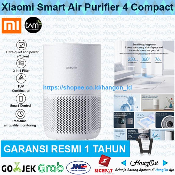 Xiaomi Smart Air Purifier 4 Compact OLED Layar Sentuh Pembersih Udara Touch Screen Jangkauan 16~27m² Mode Sleep Smart Control