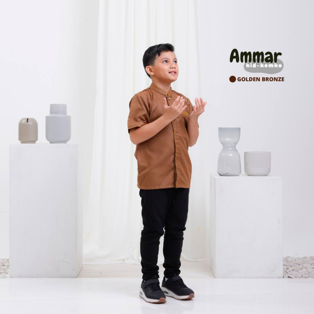 Riskirich Ammar Kemko Kids Kemeja Koko Lengan Pendek Bahan Katun Toyobo Premium Super Nyaman