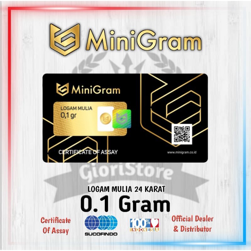 MINIGRAM / BABYGOLD 0.10 Gram Logam Mulia Emas Asli 24 Karat Bersertifikat