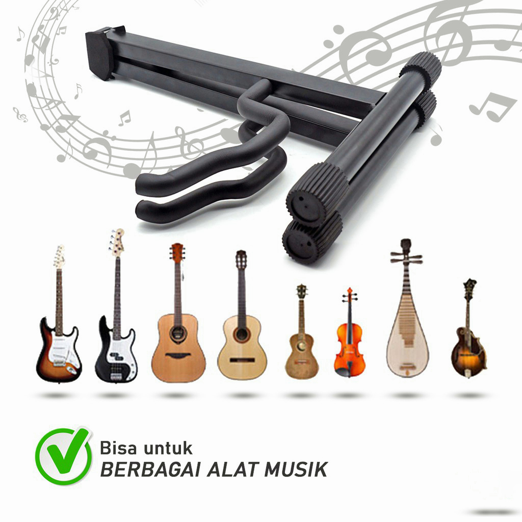 【COD 】 YUN Mall Stand gitar stand bass stand biola besi coating halus bisa dilipat ringan kokoh dudukan gitar