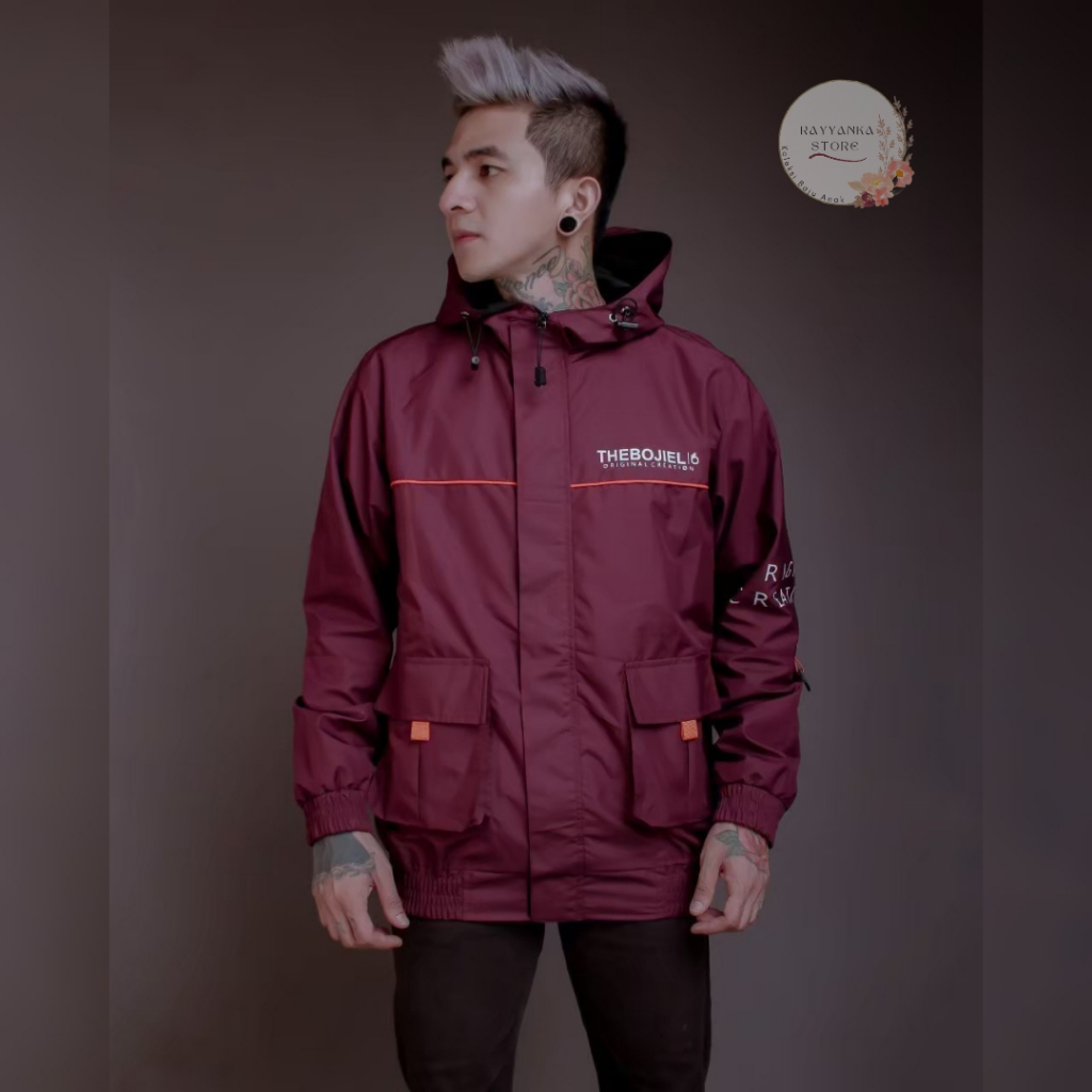 Jaket Parasit Pria Model Garis Bjlx0044 Bahan Taslan Zn Tebal Hangat Dan Nyaman Dipakai