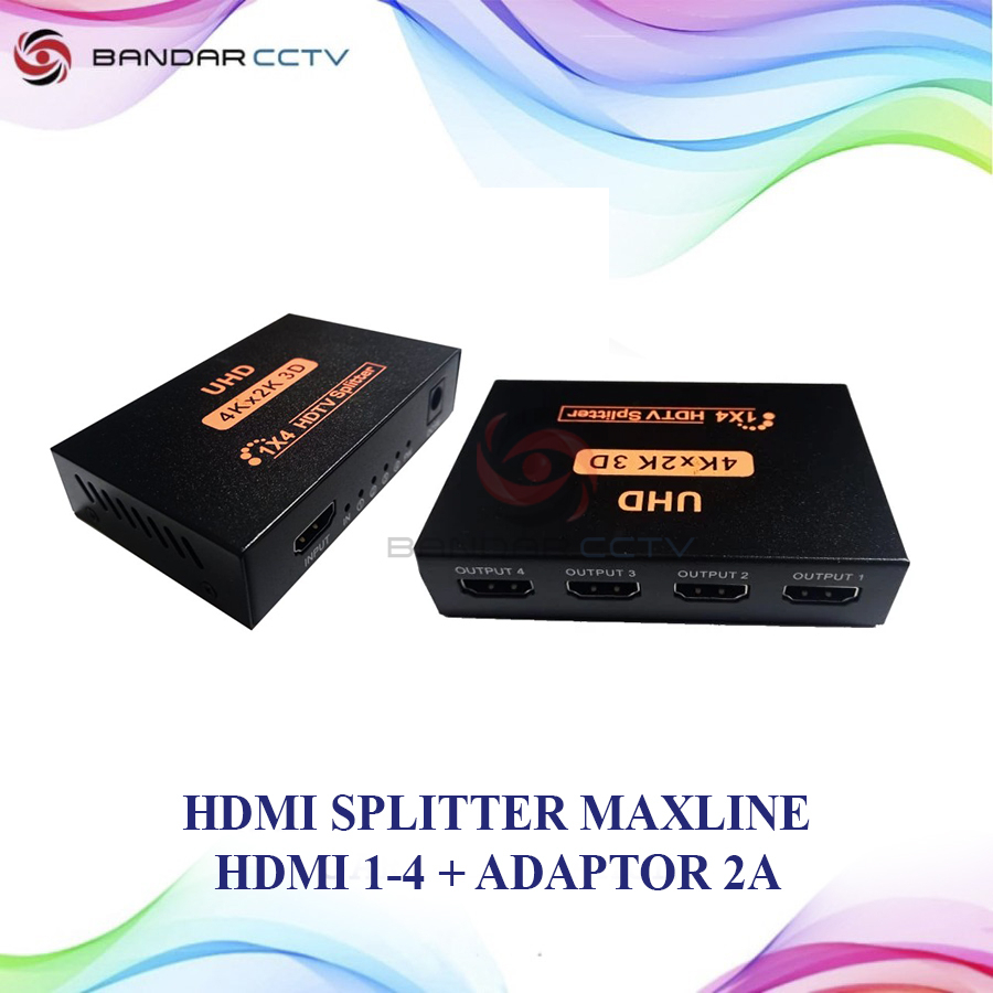 HDMI SPLITTER MAXLINE HDMI 1-4 + ADAPTOR 2A