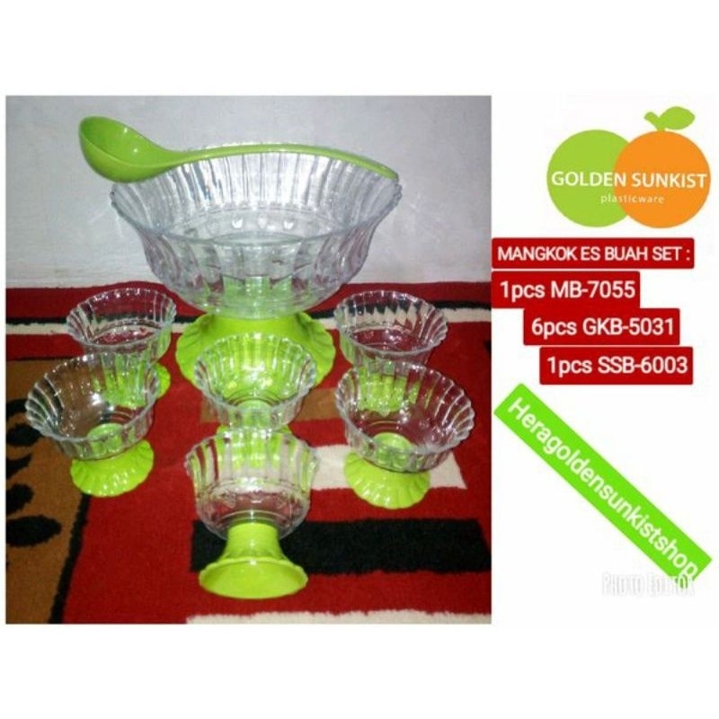 ⭐⭐⭐⭐⭐ Mangkok es buah jumbo transparan GOLDEN SUNKIST. Food grade ⭐⭐⭐⭐⭐