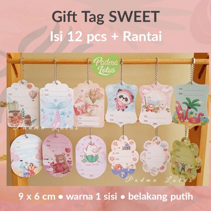 Gift Tag 12pcs plus tali rantai kartu ucapan ulang tahun natal hang tag gift card birthday baby born