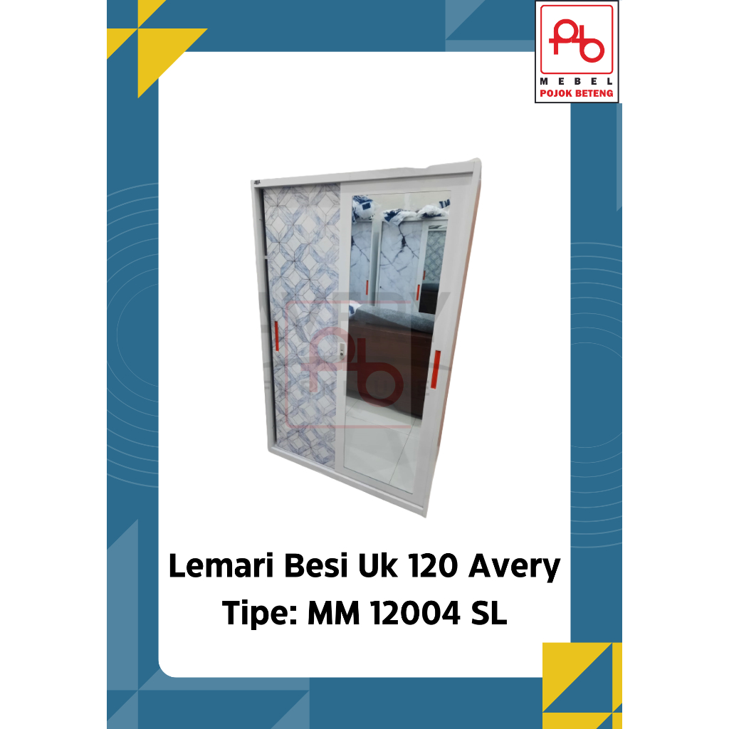 Lemari Pakaian Sliding Besi uk 120 Avery
