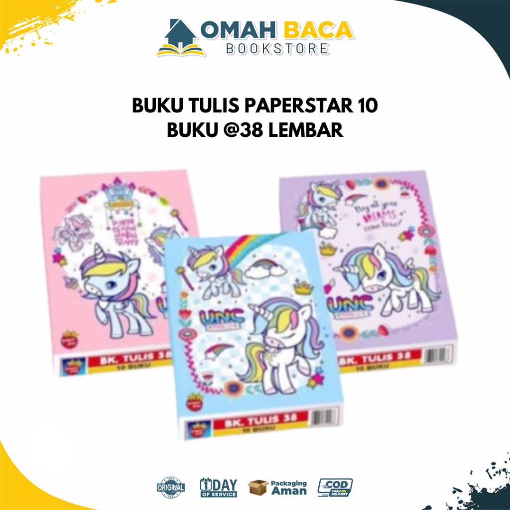 

BUKU TULIS PAPER STAR 38 LEMBAR PER PACK ISI 10