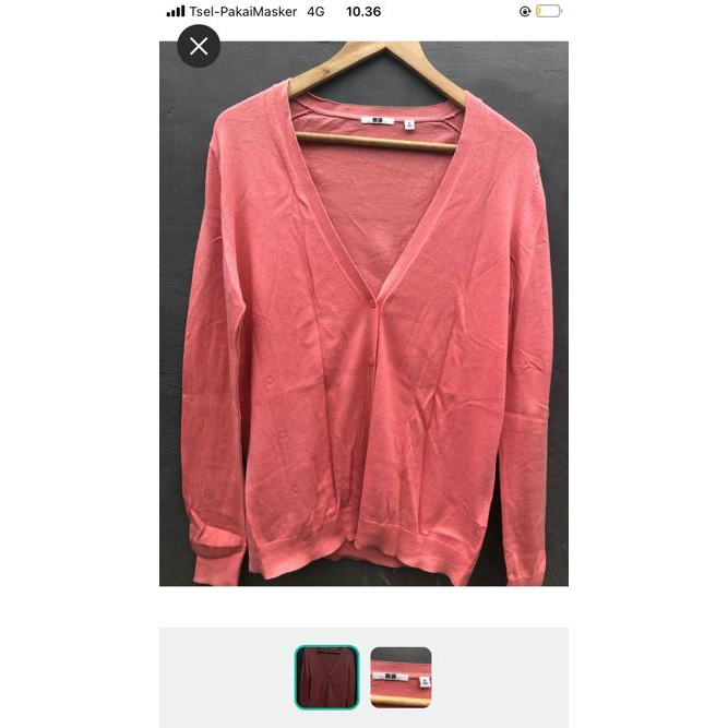 Cardigan pink panjang uniqlo