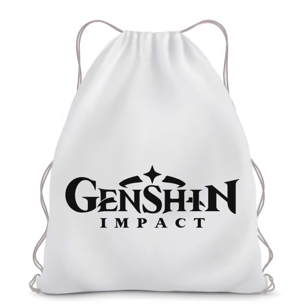 BISA CUSTOM GENSHIN IMPACT Stringbag Printing Ransel Serut tas drawstring game string bag  tas sekolah kampus olahraga || Kiiyoomii || souvenir ultah ulang tahun goodie bags