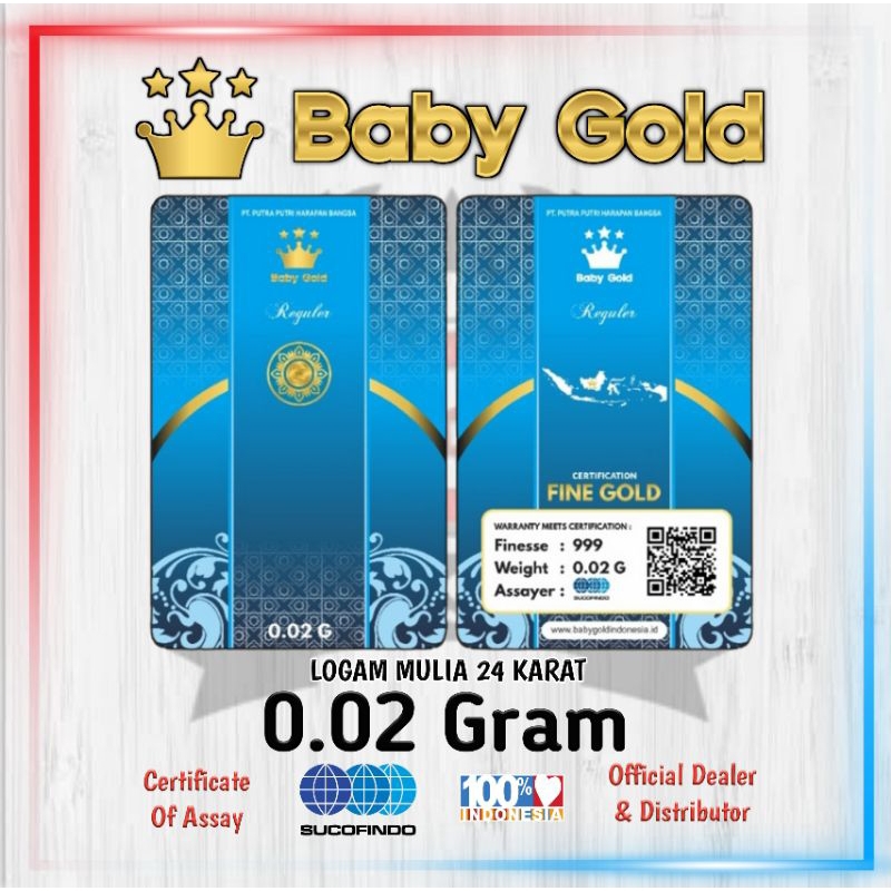 BABYGOLD 0.02 Gram Logam Mulia Emas Mini 24 Karat Special PVC