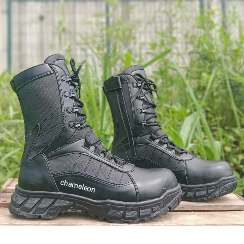 Sepatu Pdl ninja camel tni porli brimob security kerja chameleon warna hitam 11inc