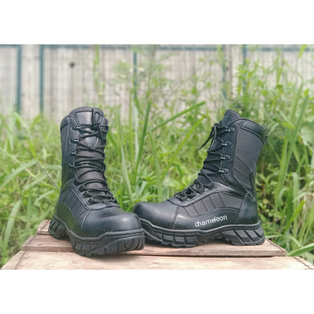 Sepatu Pdl ninja camel tni porli brimob security kerja chameleon warna hitam 11inc